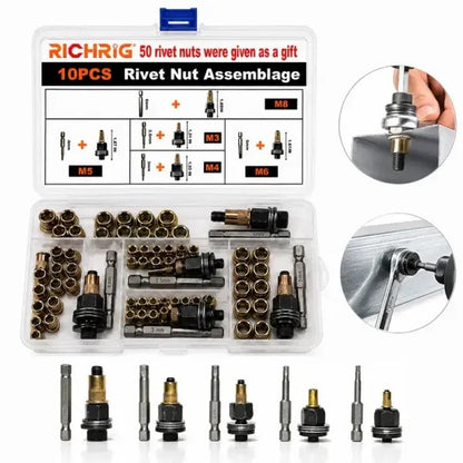 🧰 Carbon Steel Rivet Nut Tool – M3 M4 M5 M6 M8 Rivnut Kit