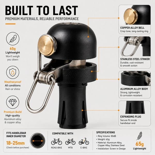 🔔 100dB Bar-End Bike Bell