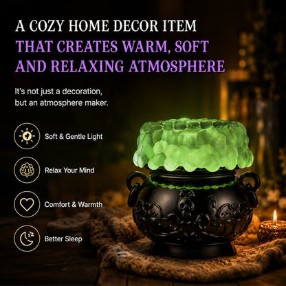 👻Light-up Color-changing Cauldron Waterglobe 3-Wick Candle Holder