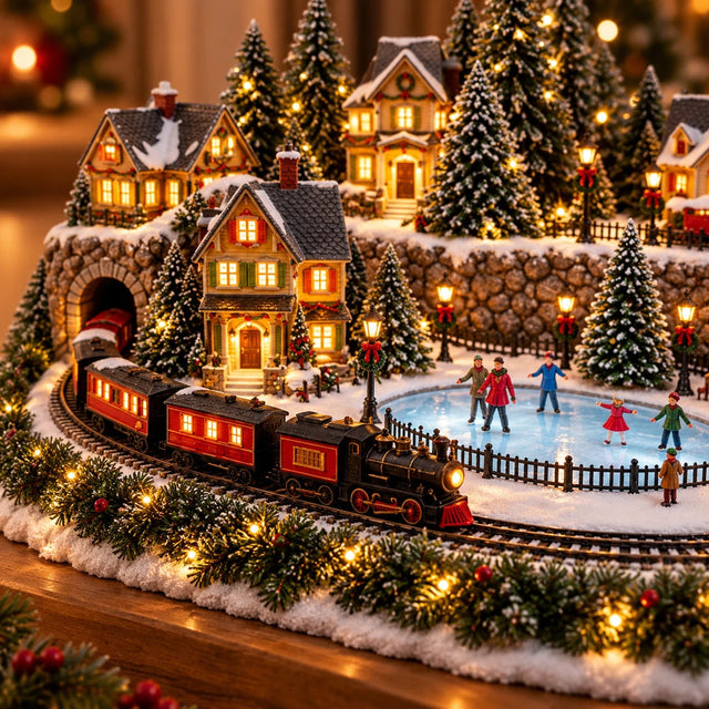 🎄🚂Animated Christmas Train & Ice Rink Scene
