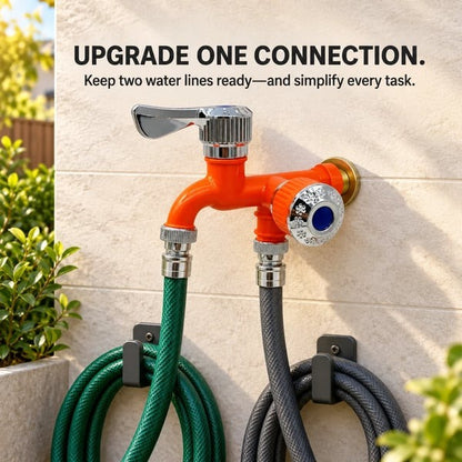 🏡Dual-Outlet Faucet – Two Independent Water Connections for Laundry, Garden & Everyday Cleaning