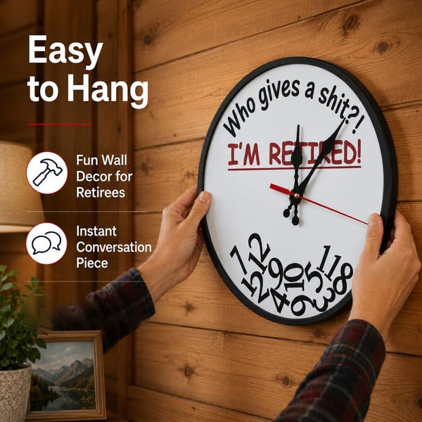 ⏰ Who Cares What Time It Is? You’re Retired! 🎉Funny Retirement Wall Clock
