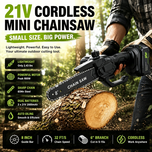 21V 8-Inch Cordless Mini Chainsaw