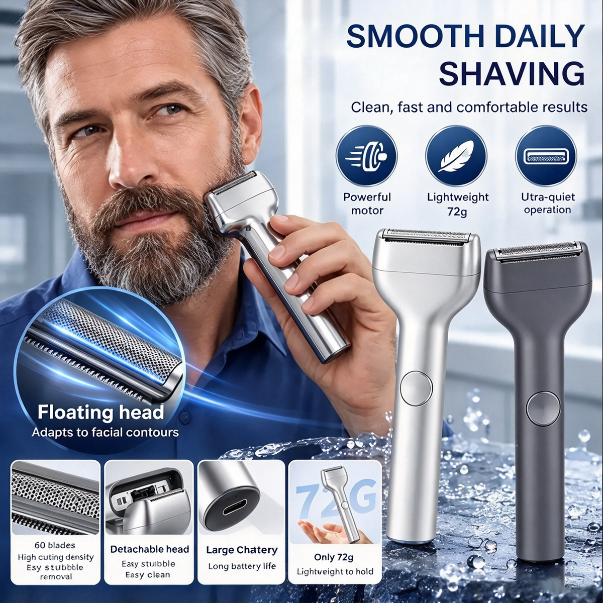  🪒Men's Rechargeable Foil Electric Shaver ⚡🧔