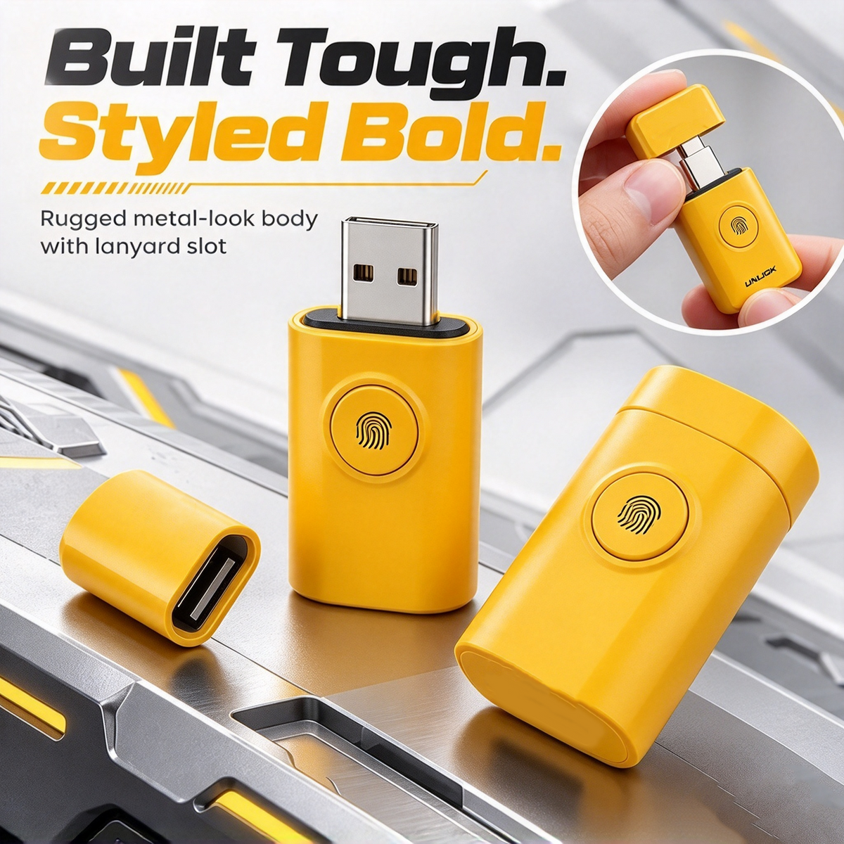 🔐FU80 Fingerprint Encrypted SSD Flash Drive – Ultra-Fast Type-C USB Drive for Secure Data Storage