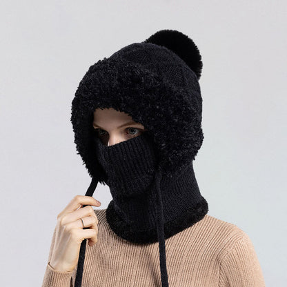 3 in 1 Winter Beanie Hat Scarf Mask Hat For Women