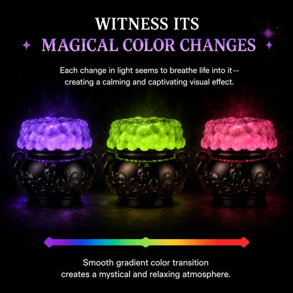👻Light-up Color-changing Cauldron Waterglobe 3-Wick Candle Holder