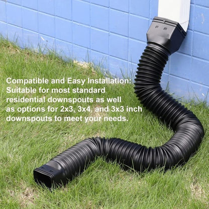 🏡 Flexible Rain Gutter Downspout Extension Kit – Adjustable 22"-63" Drain Pipe with Leaf Filter for Foundation Protection