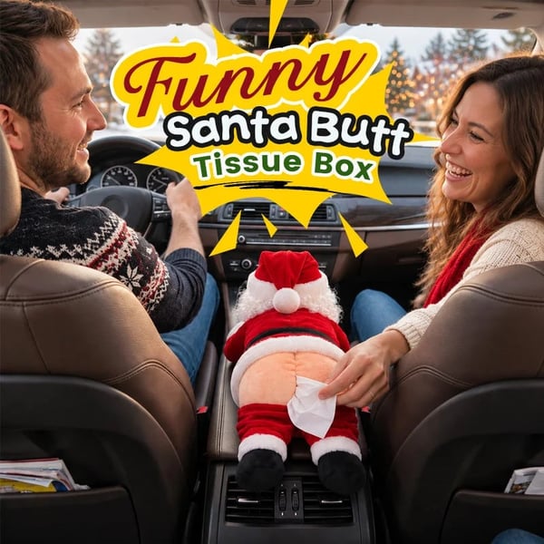 Santa tissue holder used as a funny Christmas vehicle accessory