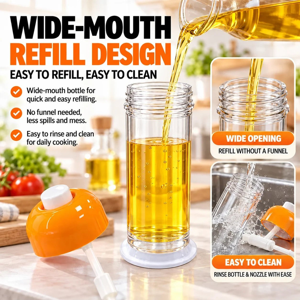 🧂Refillable Cooking Oil Sprayer | Bottom-Nozzle Design
