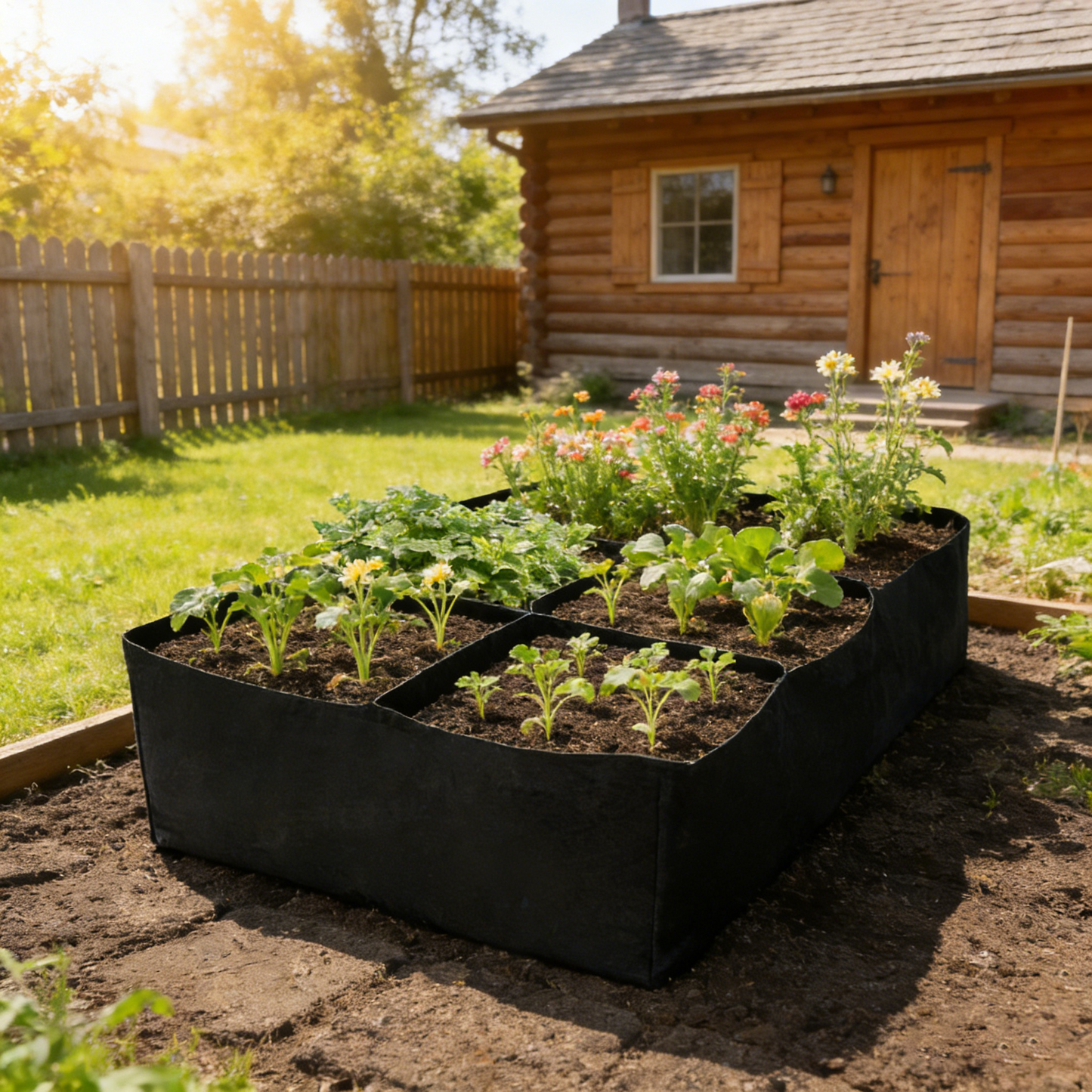 Multi-compartment balcony vegetable planting bag