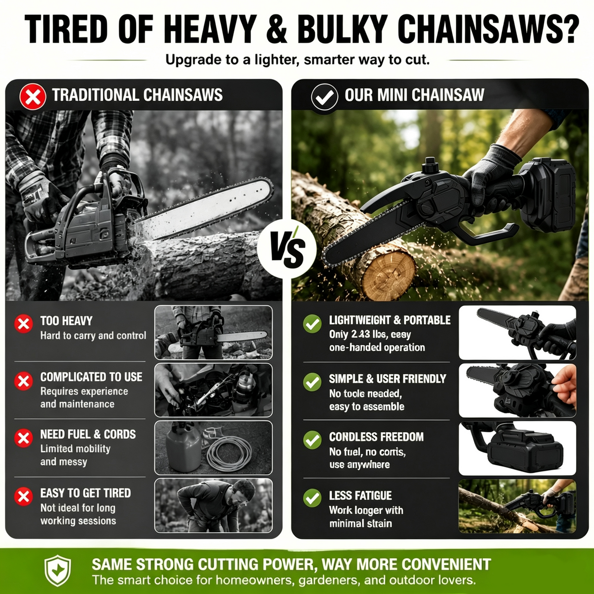 21V 8-Inch Cordless Mini Chainsaw