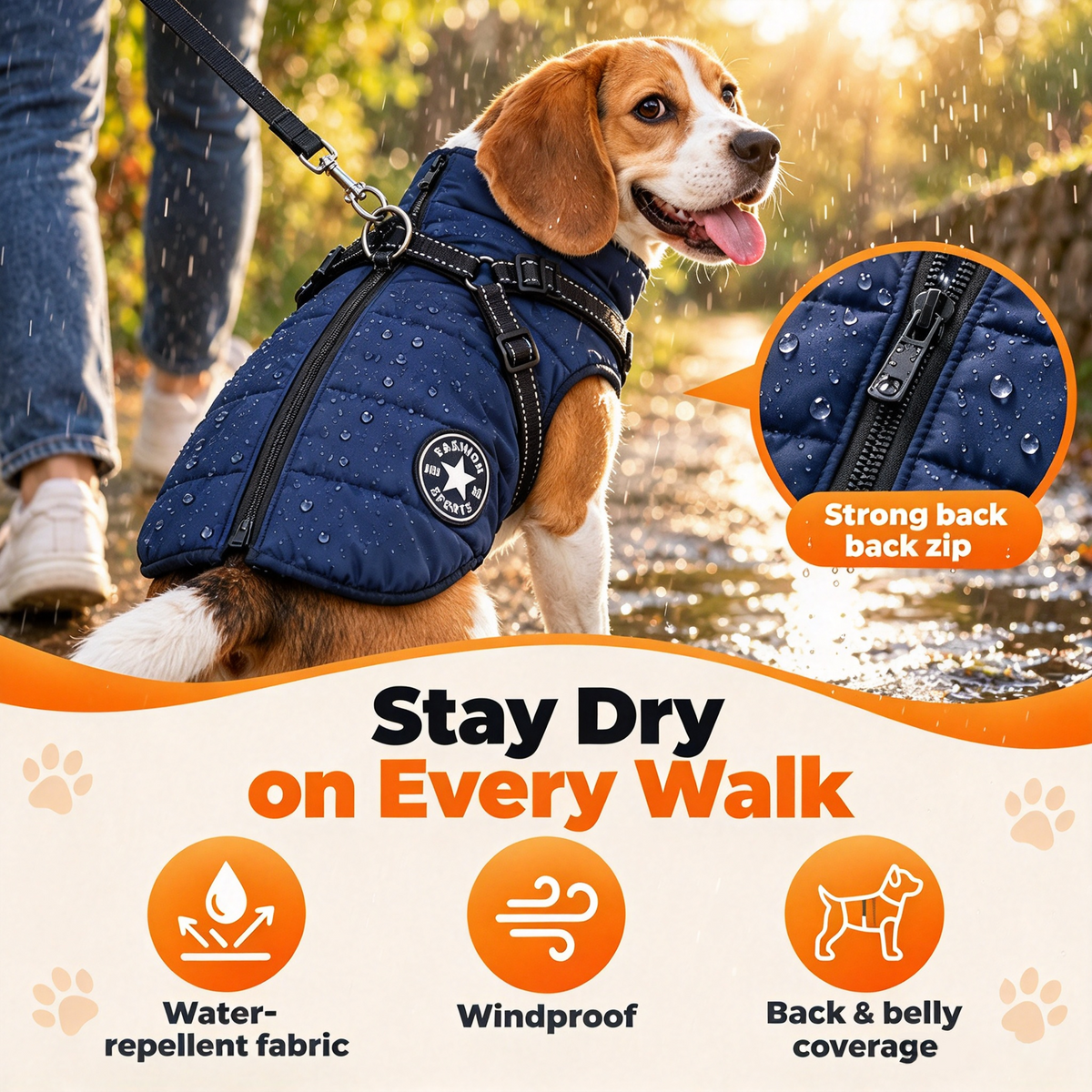 2-in-1 Water-Repellent Winter Down Jacket with Integrated Harness