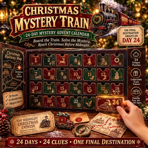 🎄24-Day Mystery Adventure Advent Calendar | Interactive Christmas Puzzle Game with 6 Story Themes, Hidden Clues & Hands-On Challenges 🧩