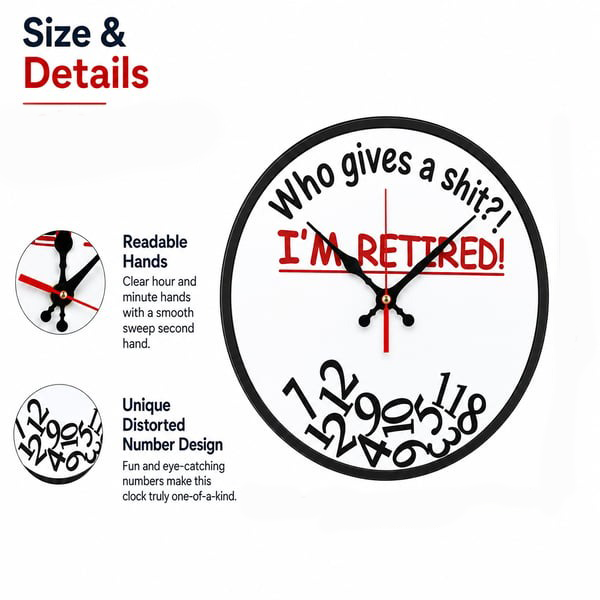 ⏰ Who Cares What Time It Is? You’re Retired! 🎉Funny Retirement Wall Clock
