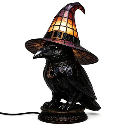 🐈‍⬛Gothic Stained Glass Witch Black Cat Table Lamp