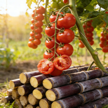 Dual Harvest Delight: 400 Sugar Cane + 100 Sweet 100 Tomato Bundle 🌱🍅