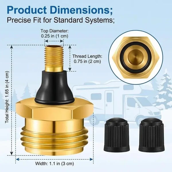 Brass RV Winterization Blow-Out Plug with Integrated Drain Valve