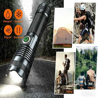 XHP70 5000 Lumens Flashlight 5 Modes with Battery Rechargeable
