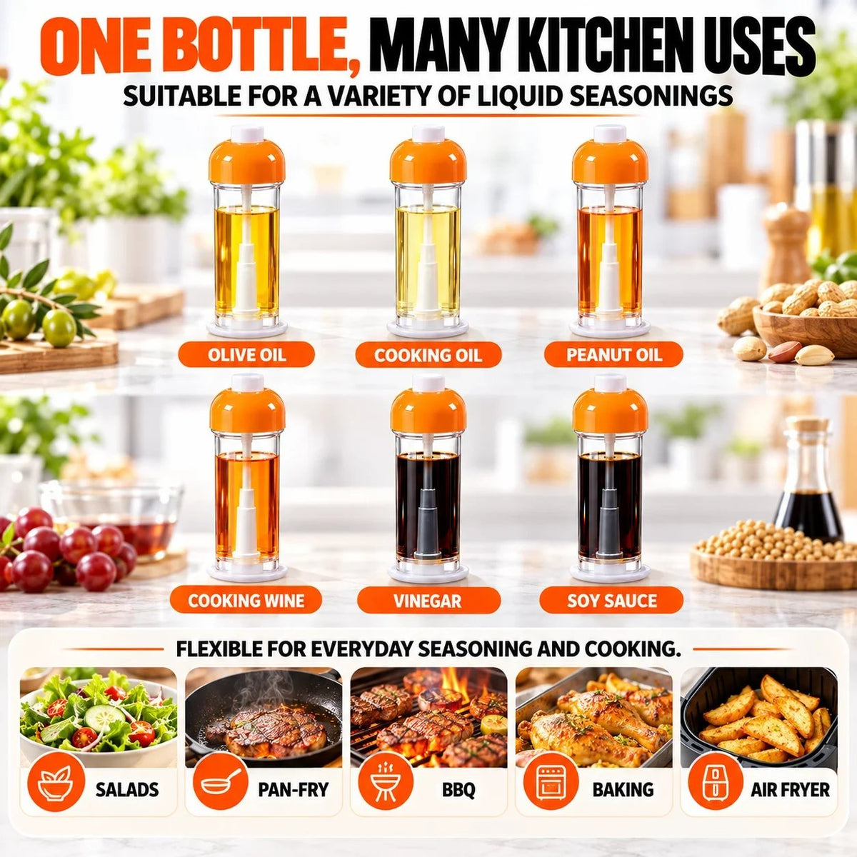🧂Refillable Cooking Oil Sprayer | Bottom-Nozzle Design