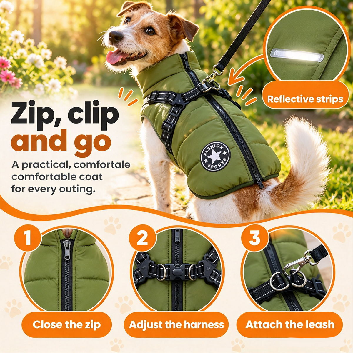 2-in-1 Water-Repellent Winter Down Jacket with Integrated Harness
