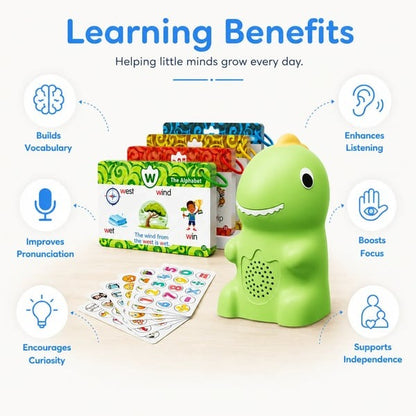 🦖 Dino Talking Cards — Montessori Phonics & Sight Words Set