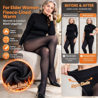 dht™⭐For Elder Women Fleece-Lined Warm Black Leggings🔥Suitable for Autumn Winter Home