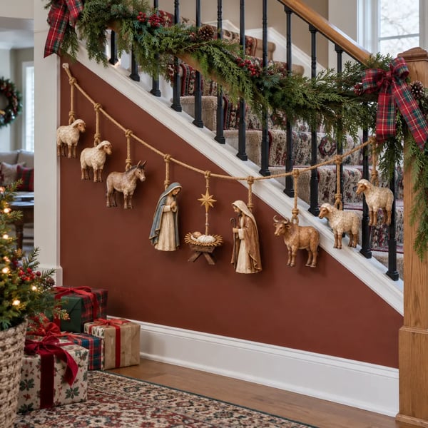 ✝️🎄Handcrafted Wooden Nativity Garland
