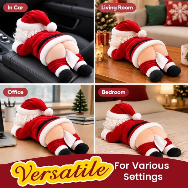 Santa tissue holder displayed in living room bedroom office and vehicle