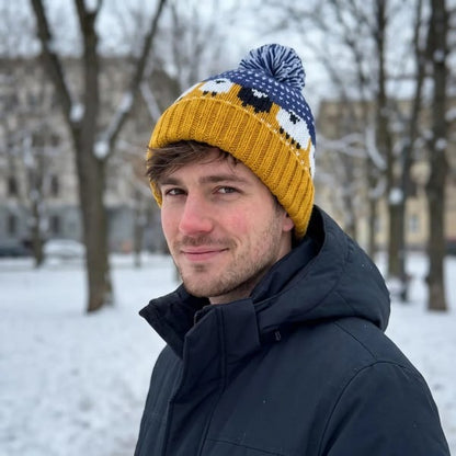 🎥Movie-Inspired Sheep pattern Knit Beanie Hat with Pom Pom🐑