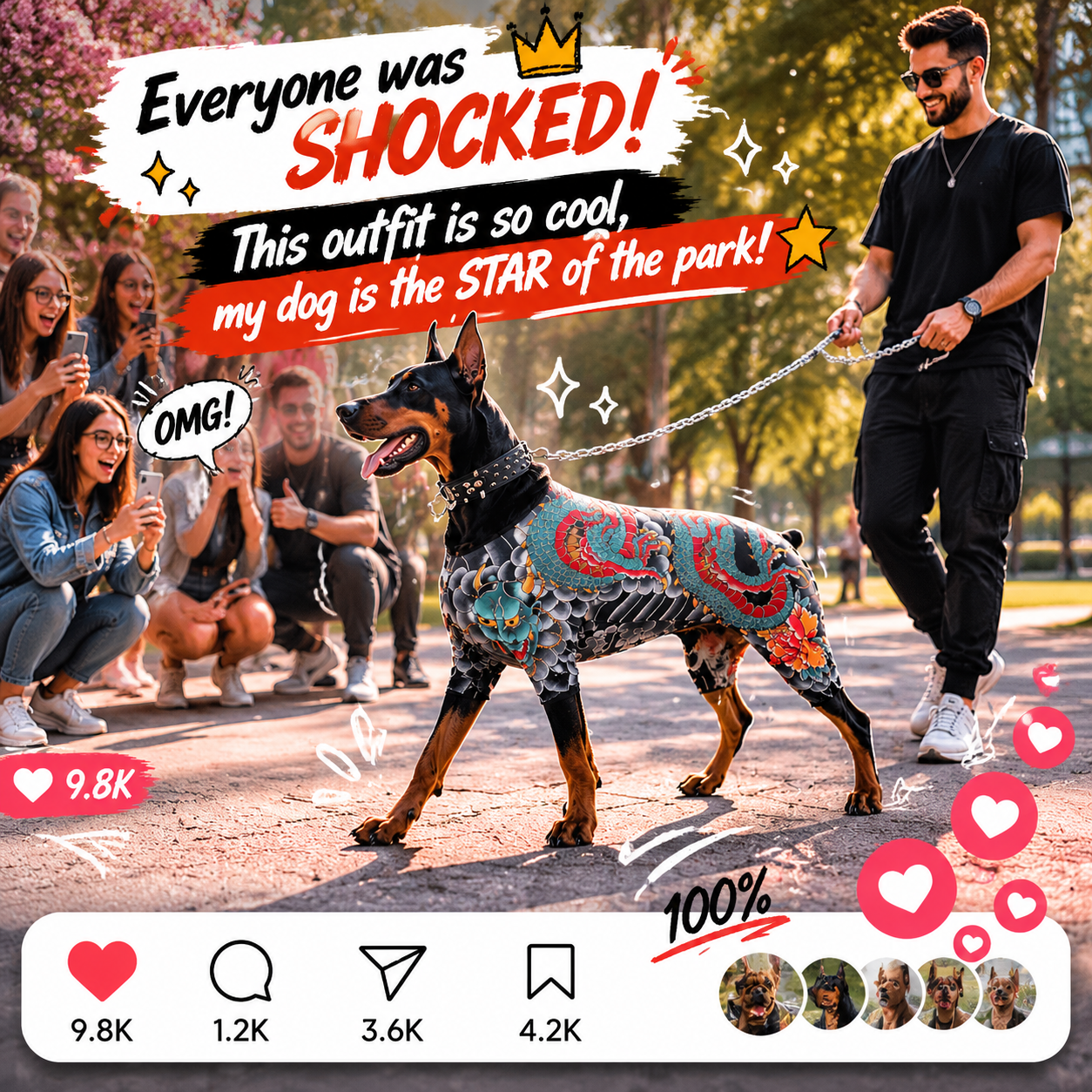 Tattoo Dog Bodysuit – Fierce Dragon Print Pet Outfit