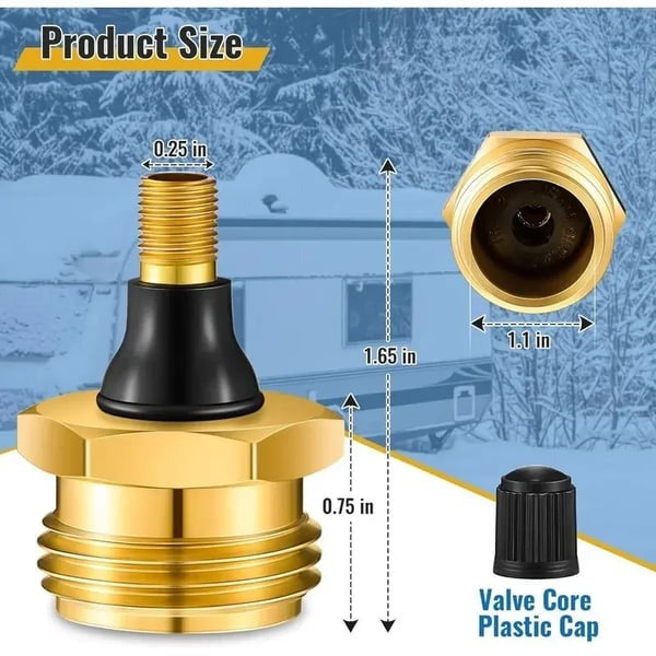 Brass RV Winterization Blow-Out Plug with Integrated Drain Valve