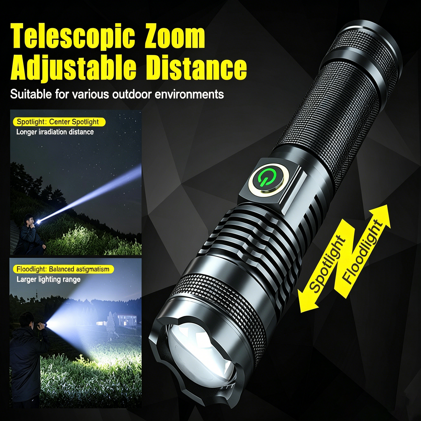XHP70 5000 Lumens Flashlight 5 Modes with Battery Rechargeable