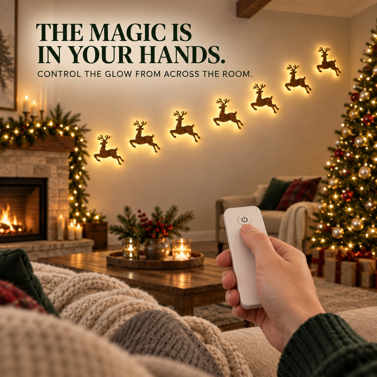 🎅 7-Piece Glowing Reindeer Wall Decor – Warm Festive Christmas Lighting🦌