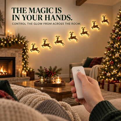 🎅 7-Piece Glowing Reindeer Wall Decor – Warm Festive Christmas Lighting🦌