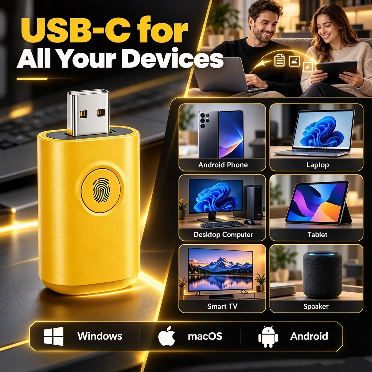 🔐FU80 Fingerprint Encrypted SSD Flash Drive – Ultra-Fast Type-C USB Drive for Secure Data Storage