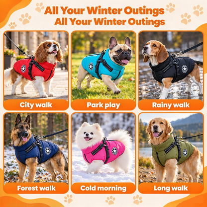 2-in-1 Water-Repellent Winter Down Jacket with Integrated Harness