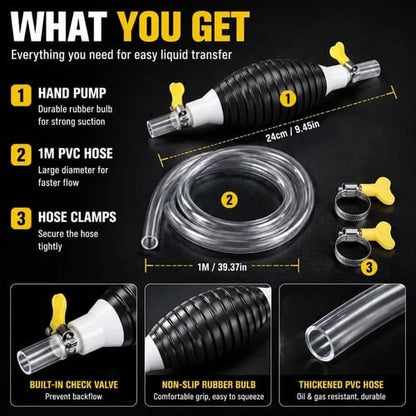 ⛽Manual Siphon Pump Kit with 1M Hose