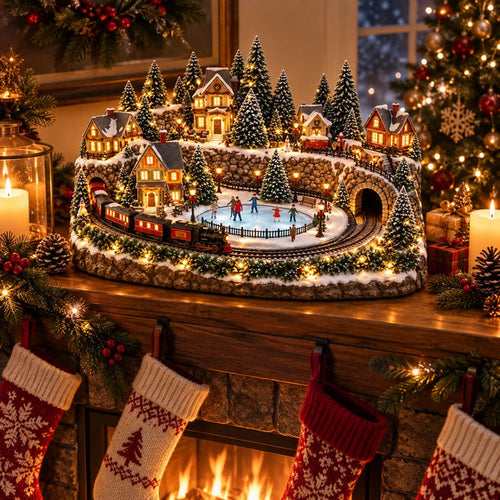 🎄🚂Animated Christmas Train & Ice Rink Scene