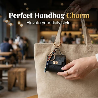 🔥Last Day Only $9.99👜Mini Square Bag Pendant Keychain- High Quality Leather with Colorful Strap, Cute Car Keychain & Bag Charm Accessory