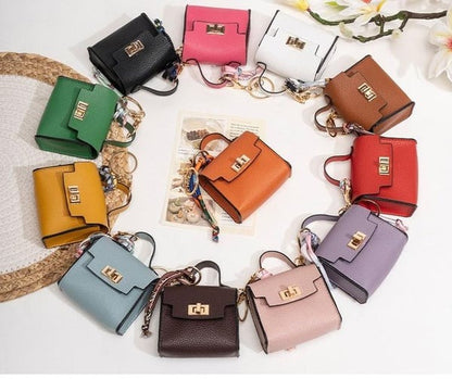 🔥Last Day Only $9.99👜Mini Square Bag Pendant Keychain- High Quality Leather with Colorful Strap, Cute Car Keychain & Bag Charm Accessory