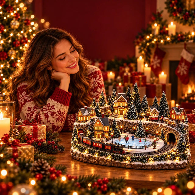 🎄🚂Animated Christmas Train & Ice Rink Scene