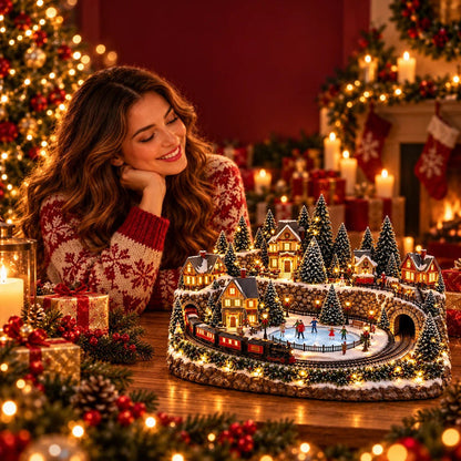 🎄🚂Animated Christmas Train & Ice Rink Scene