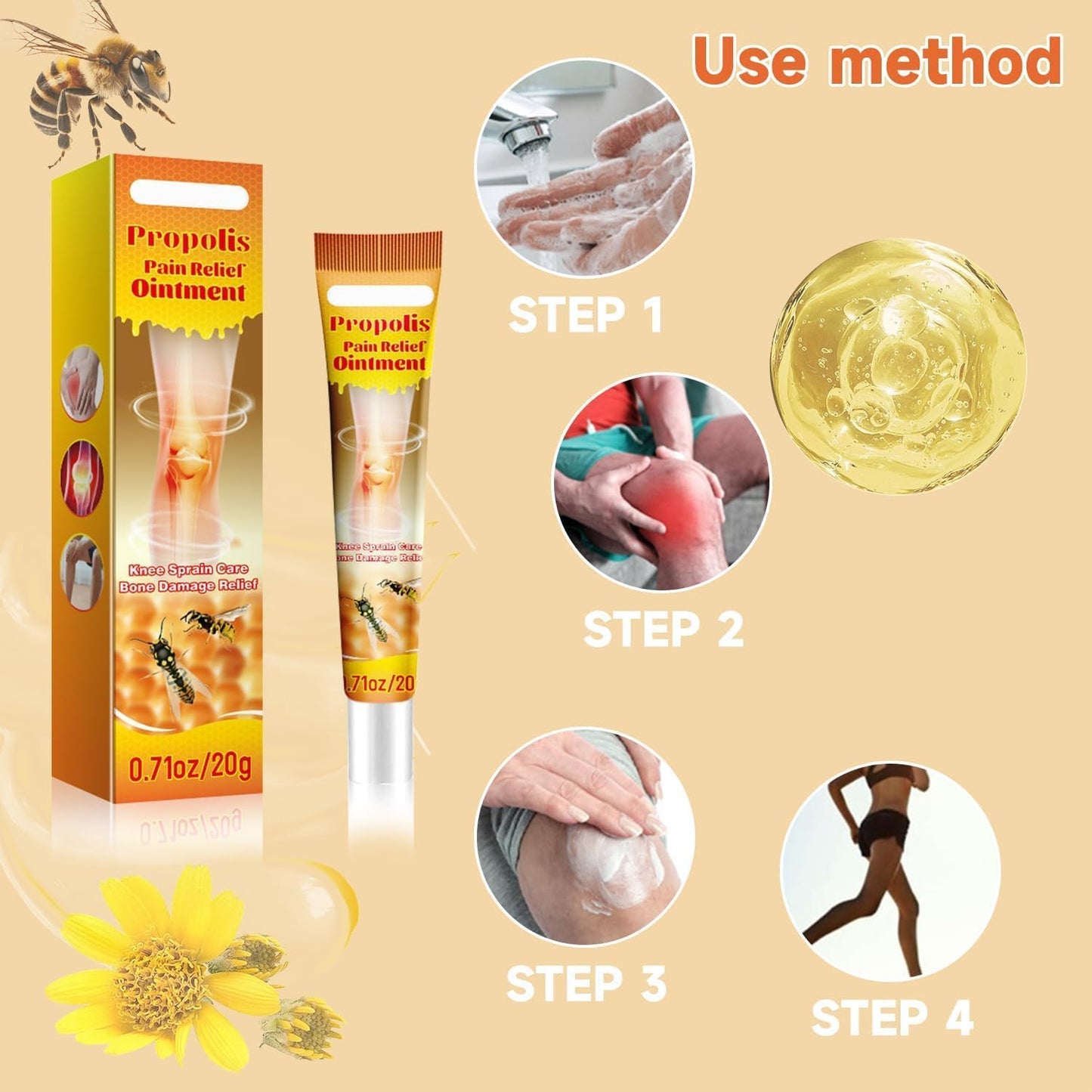 Natural bee venom ointment for joint pain relief