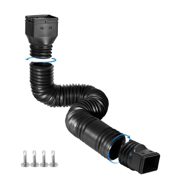 🏡 Flexible Rain Gutter Downspout Extension Kit – Adjustable 22"-63" Drain Pipe with Leaf Filter for Foundation Protection