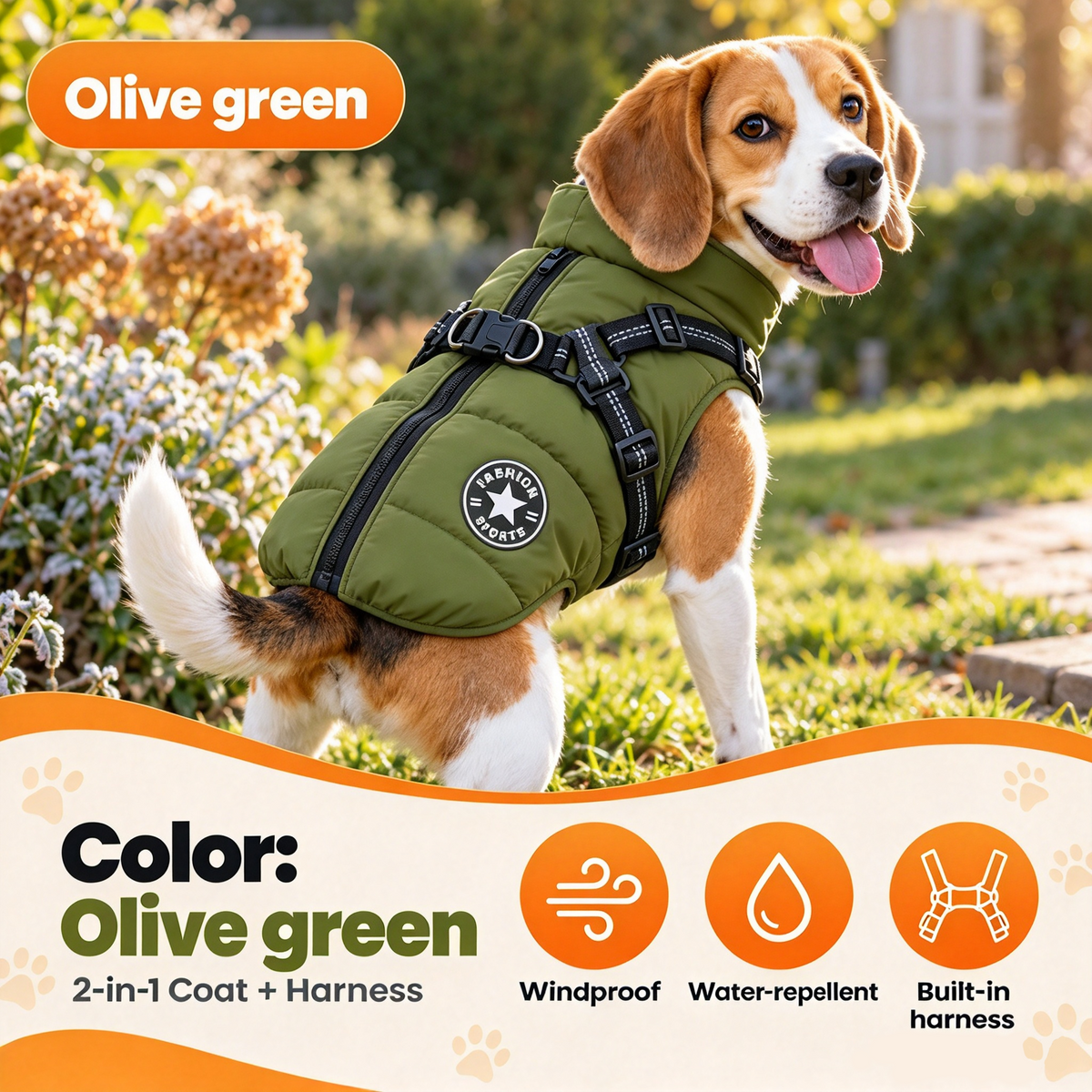 2-in-1 Water-Repellent Winter Down Jacket with Integrated Harness