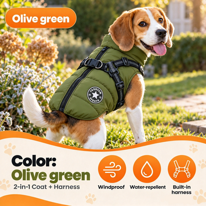2-in-1 Water-Repellent Winter Down Jacket with Integrated Harness