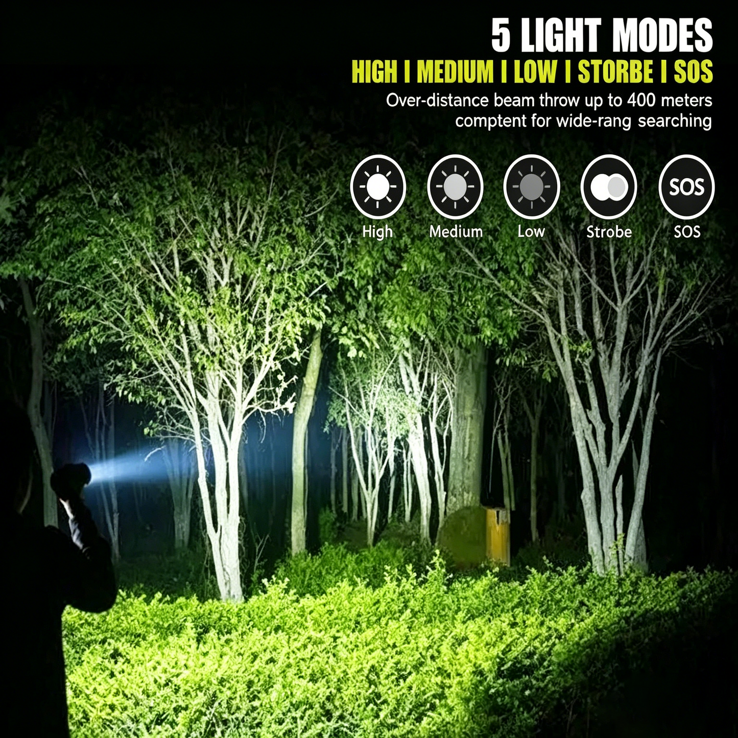 XHP70 5000 Lumens Flashlight 5 Modes with Battery Rechargeable