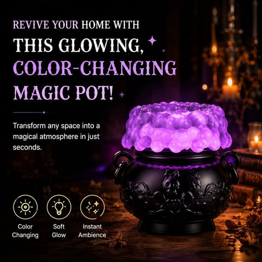 👻Light-up Color-changing Cauldron Waterglobe 3-Wick Candle Holder
