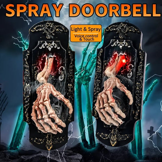 👻 Halloween Skeleton Hand Doorbell — Touch/Motion Activated with Red Light & Scary Sound
